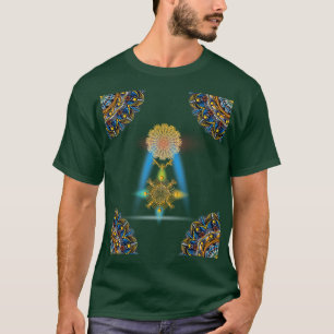 Camiseta Cores quentes Mandala ouro arco-íris