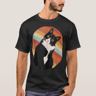Camiseta Cores Retro do Gato Smoking Para Animal