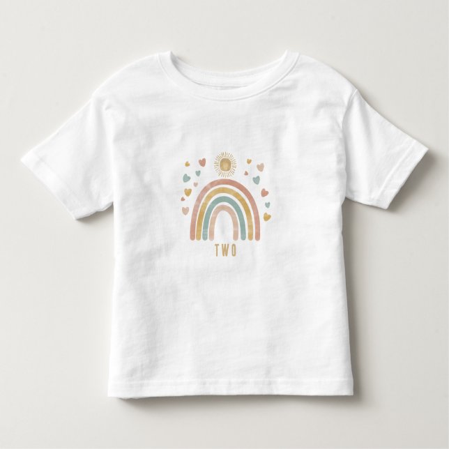 Camiseta Cores retrorais Arco-íris e Idade do Aniversário d (Frente)