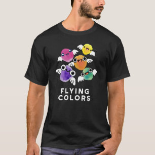 Camiseta Cores voadoras Engraçadas Asas Coloridas Engraçada