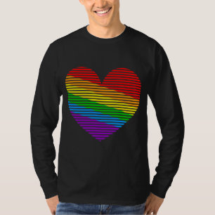 Camiseta Corey Tiger 80s Listra Arco-Íris Coração Manga Lon