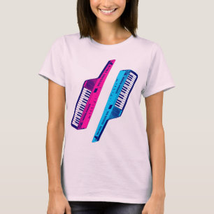 Camiseta Corey Tiger 80s Retro Vintage Keytar Rosa & Azul