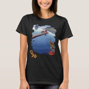 Camiseta Corfu Grécia Porto Costeiro Azul Viagem