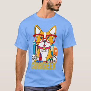 Camiseta Corgeek Funny Corgi Geek Book Amante Nerd Cão Amor
