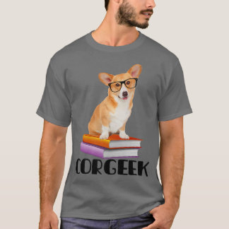 Camiseta Corgeek Leading Books Geek Engraçado Corgi Dog Lov