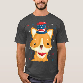Camiseta Corgi 4 de julho "American Puppy USA Dog Corgi Lov