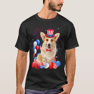 Camiseta Corgi 4 De Julho Balões - Cão De Bandeira American