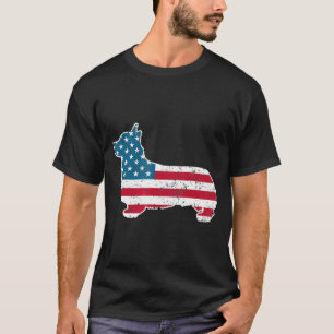 Camiseta Corgi 4 de julho Cachorros Mulheres Bandeira Ameri