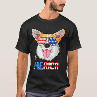 Camiseta Corgi 4 de Julho Merica Homens Mulheres EUA Bandei