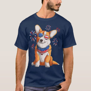 Camiseta Corgi 4 de julho Merica Men Women USA American Fl
