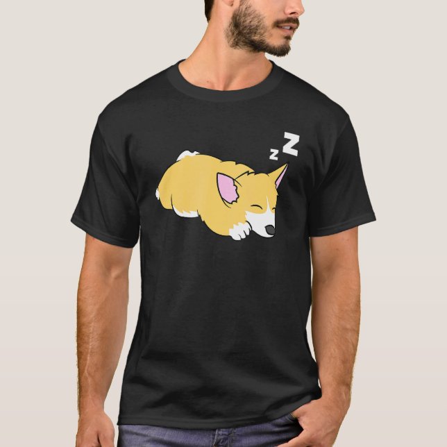 Camiseta Corgi Amarrado Dormindo Pembroke Welsh Corgi (Frente)