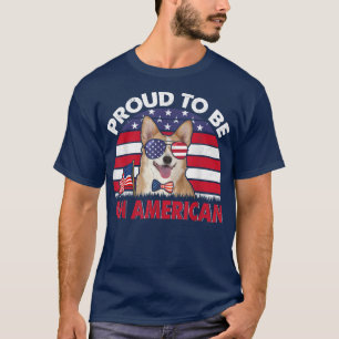 Camiseta Corgi American Orud Funny American Flag Cujo Cão