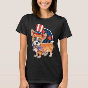 Camiseta Corgi Americano Merica 4 de Julho Crianças Meninos