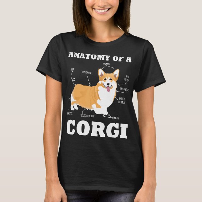 Camiseta Corgi Anatomia Cães Cães Cães Pet (Frente)