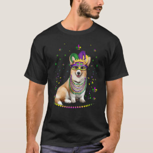 Camiseta Corgi Animal Bonito Palhaço do Carnaval de Mardi