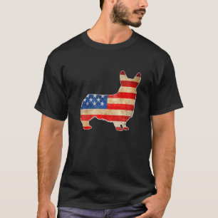 Camiseta Corgi Antigo Cachorro Bandeira Americana 4 De Julh