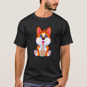 Camiseta Corgi Bebedor de Chá de Bolhas Pérola de Tapioca L