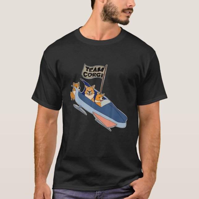 Camiseta Corgi Bobsled Team Bob Sled Bobsled Winter Neve (Frente)