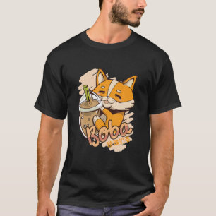 Camiseta Corgi Bonito Com Boba Bubble Tea. Kawaii Japonês G
