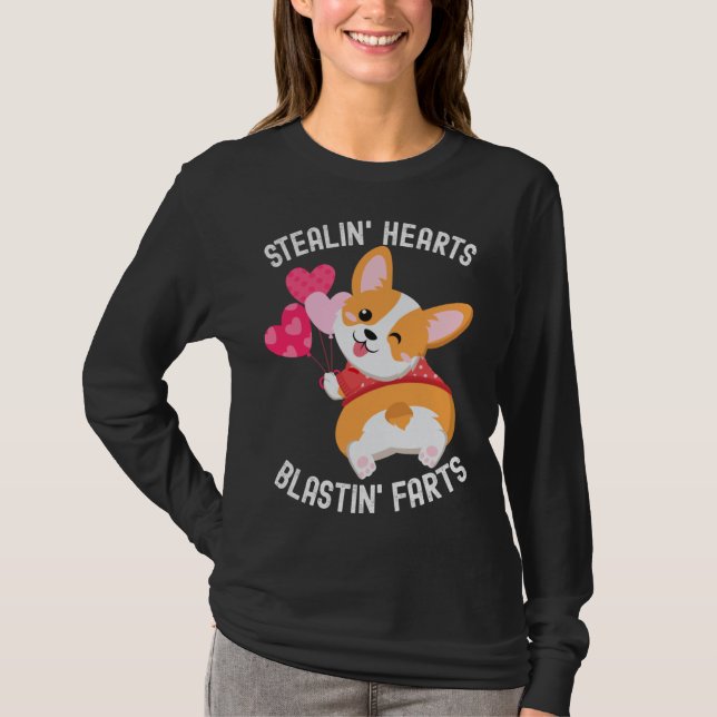 Camiseta Corgi Breakin Hearts Blastin Farts Valentines Day  (Frente)