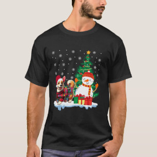 Camiseta Corgi Bumbum Santa Hat Luz de Natal Árvore Neves