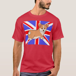 Camiseta Corgi Bumbum Union Flag Queens Pet Puppy Dog Mãe'a