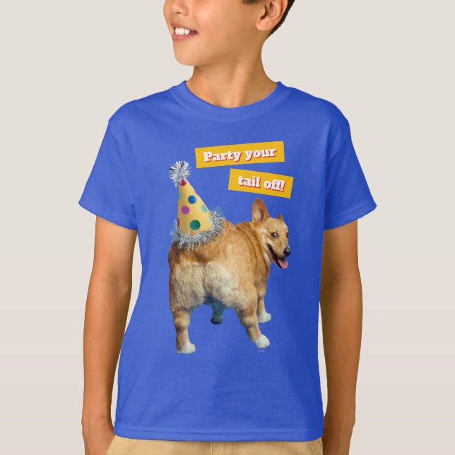 Camiseta Corgi Butt Birthday Hat (Frente)