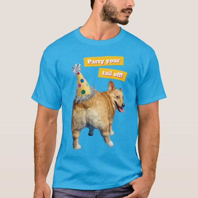 Camiseta Corgi Butt Birthday Hat (Frente)