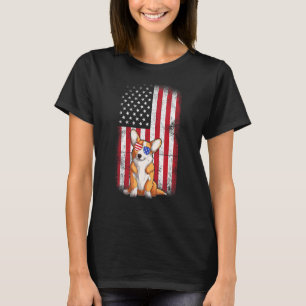 Camiseta Corgi Cachorro Bandeira Americana Meninos Meninas 