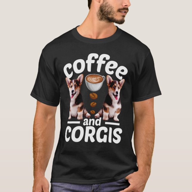 Camiseta Corgi Cachorro   Café E Corgi (Frente)