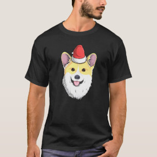 Camiseta Corgi Cachorro Chapéu de Papai Noel Natal Festa