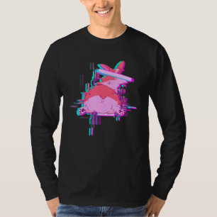Camiseta Corgi Cachorro com Olhos Censurados Glitch Vaporwa