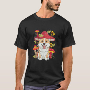 Camiseta Corgi Cachorro Cottagecore Vintage fungo cogumelo