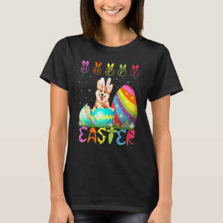 Camiseta Corgi Cachorro Dia de Páscoa Família Combinando Fo