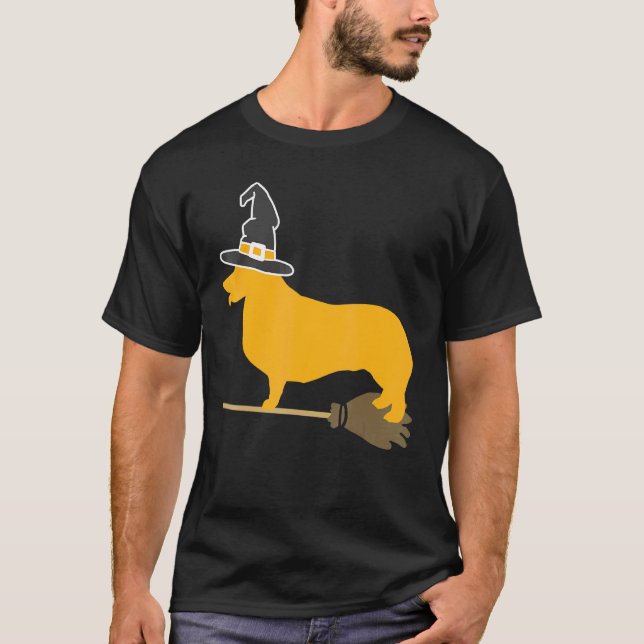 Camiseta Corgi Cachorro Halloween Bruxa (Frente)