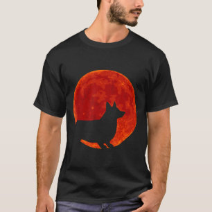 Camiseta Corgi Cachorro Lua Vermelha Halloween