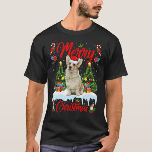 Camiseta Corgi Cachorro Luzes Árvore Natal Corgi Natal