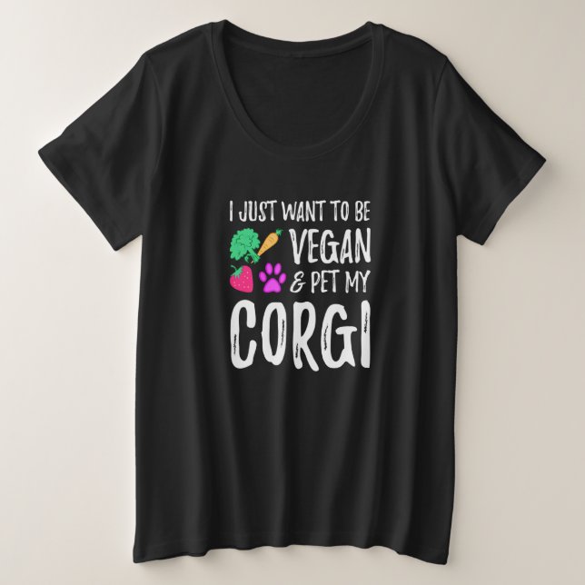 Camiseta Corgi Cachorro Mãe Vegan Ideia Vegetariana (Frente do Design)