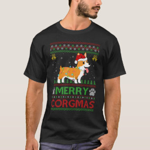 Camiseta Corgi Cachorro Papai Noel Feio Corgi Natal Alegre 