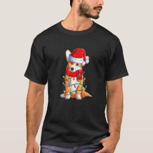 Camiseta Corgi Cachorro Papai Noel Xma Roupas De Natal Meni
