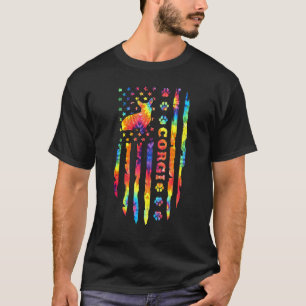 Camiseta Corgi Cachorro Tinta Dye Arco-íris Impressão da Ba