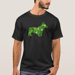 Camiseta Corgi Cachorro Verde Irlandês Trevo C Dia de Sã
