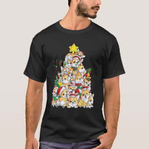 Camiseta Corgi Cães Feliz de Árvore de Natal Horgmas Xmas P