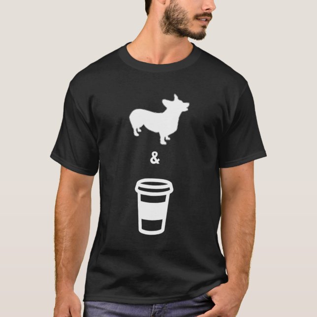 Camiseta Corgi Café Homens Mulheres (Frente)