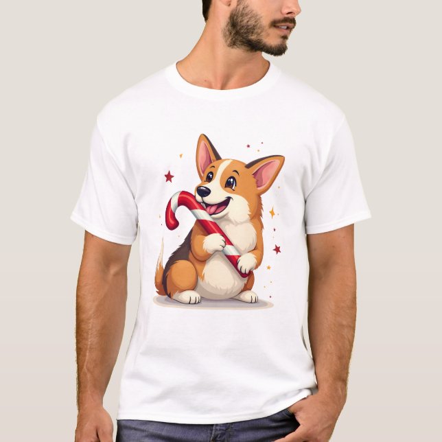 Camiseta Corgi Candy Cane Joy (Frente)