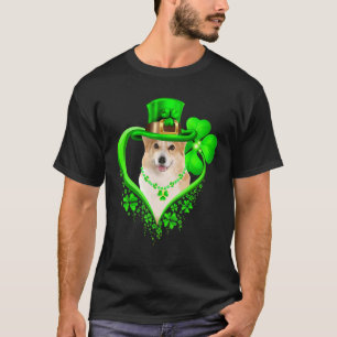 Camiseta Corgi Cão Amante do Dia de São Patrício Trevo Irla
