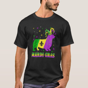 Camiseta Corgi Cão Mardi Gras Carnaval Bufa Contas Premium