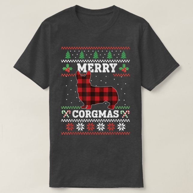 Camiseta Corgi Christmas Pajama Tree Lights Xmas Corgmas Pl (Frente do Design)