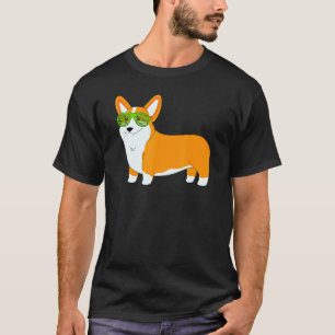 Camiseta Corgi Com Óculos Solares Design De Cachorro Bonito