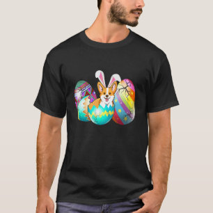 Camiseta Corgi Com Orelhas de Coelho Ovos Dia de Páscoa Men